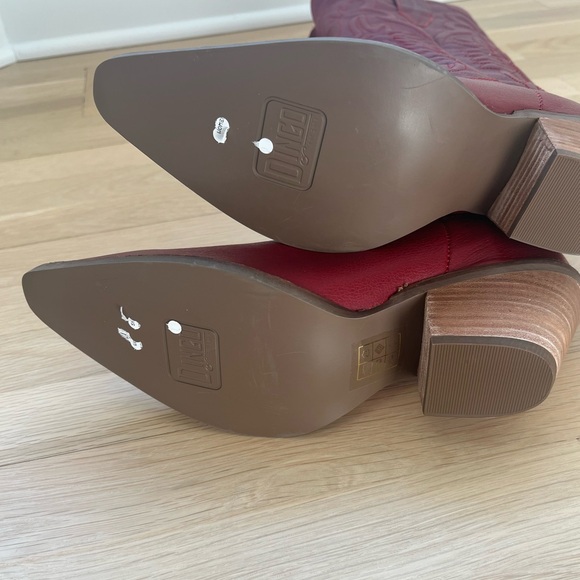 Dingo Womens Raisin Kane Embroidered Snip Toe Casual Boots Mid Heel 2-3" 9.5 - Picture 6 of 6